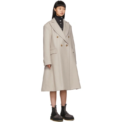 Shop Mm6 Maison Margiela Beige Wool Double-breasted Coat In 112 Beige