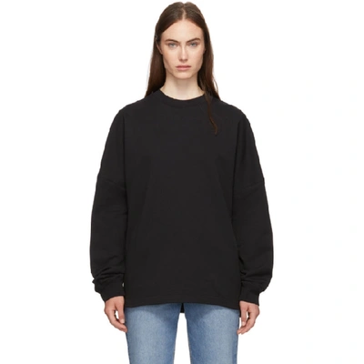 Shop Alexander Wang T Alexanderwang.t Black Dry French Terry Logo Sweatshirt In 001 Black