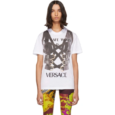 Shop Versace White My Safe Word Is T-shirt In A911 Black