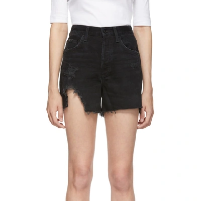 Shop Agolde Black Dee Ultra Hi Rise Shorts In Seeker