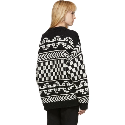 Shop Alanui Black And White Wool Jacquard Sweater