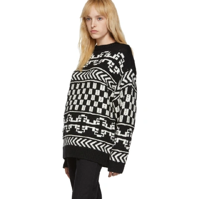 Shop Alanui Black And White Wool Jacquard Sweater