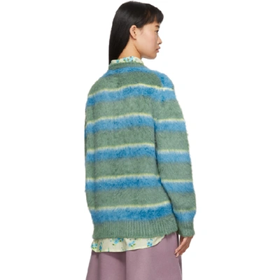 Shop Marc Jacobs Green And Blue Silk Crewneck Sweater In 301 Green M