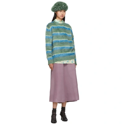 Shop Marc Jacobs Green And Blue Silk Crewneck Sweater In 301 Green M