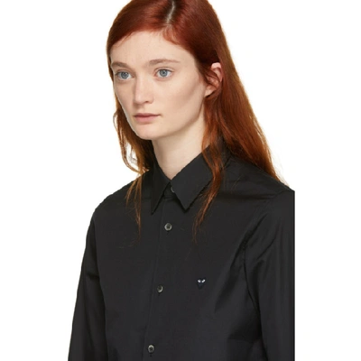 Shop Comme Des Garçons Play Black Poplin Small Heart Shirt In Black 40