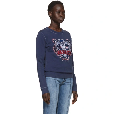 Shop Kenzo Navy Limited Edition Bleached Tiger Sweatshirt In 78 Ink