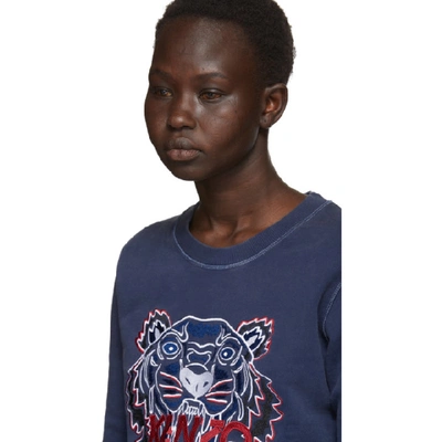 Shop Kenzo Navy Limited Edition Bleached Tiger Sweatshirt In 78 Ink