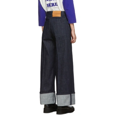 Shop Jw Anderson Indigo Turn Up Cuffs Jeans In 870 Indigo