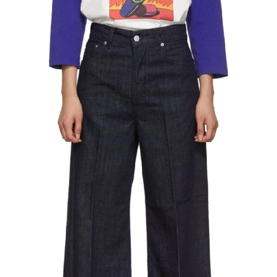 Shop Jw Anderson Indigo Turn Up Cuffs Jeans In 870 Indigo