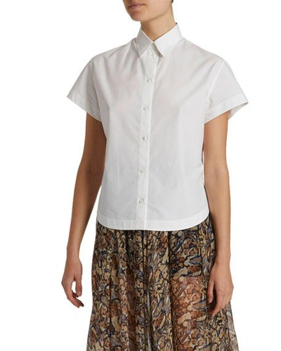Shop Alaïa Poplin Short-sleeve Button-front Shirt In White