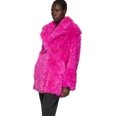 Shop Off-white Pink Fur Kalgan Coat In Fuchsia