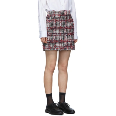 Shop Thom Browne Red Check Tweed Classic Miniskirt In 960 Rwbwht