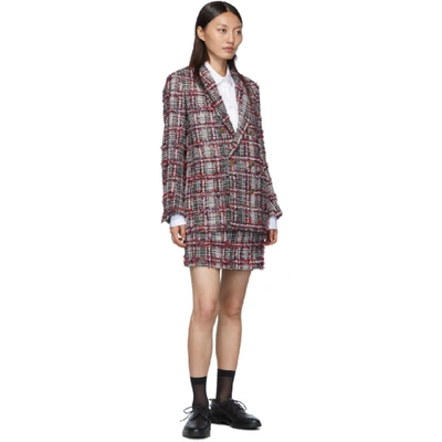 THOM BROWNE 红色格纹粗花呢经典款迷你裙