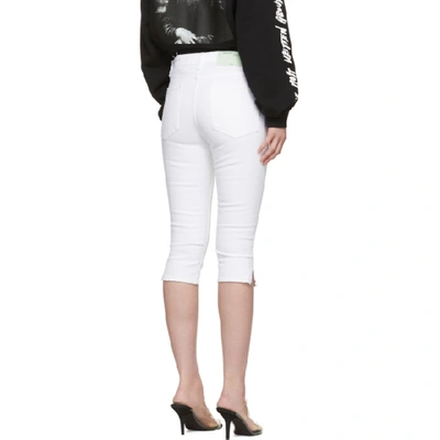Shop Off-white White Denim Cropped Capri Shorts In White/black