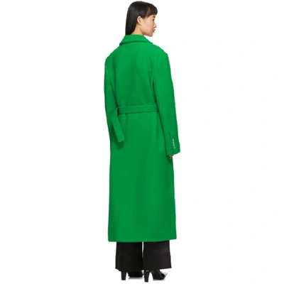 Shop Off-white Green Curly Two-layer Belt Coat