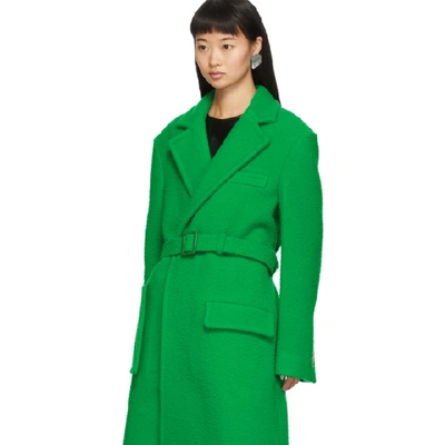 Shop Off-white Green Curly Two-layer Belt Coat