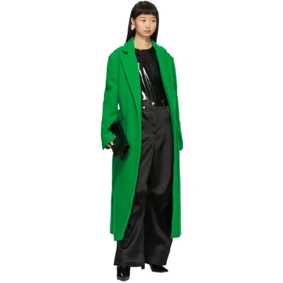 Shop Off-white Green Curly Two-layer Belt Coat