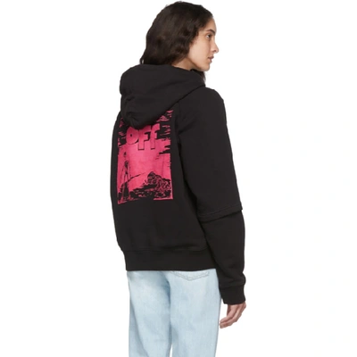 Shop Off-white Black Skull Double Sleeve Hoodie In Blk/fuchsia