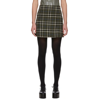 Shop Alexa Chung Alexachung Green Check Please Miniskirt In 316 Khakibl