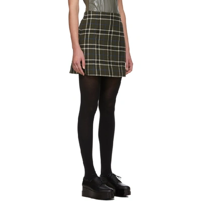 Shop Alexa Chung Alexachung Green Check Please Miniskirt In 316 Khakibl