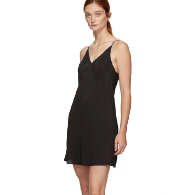 Shop Fleur Du Mal Black Silk Mini Slip Dress In 0100 Black