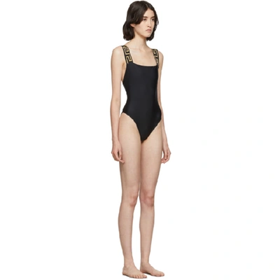 Shop Versace Underwear Black Neck Empire One-piece Swimsuit In A1008 Black