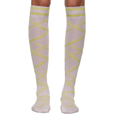 Shop Versace Pink Lurex Socks In I4ms Pink