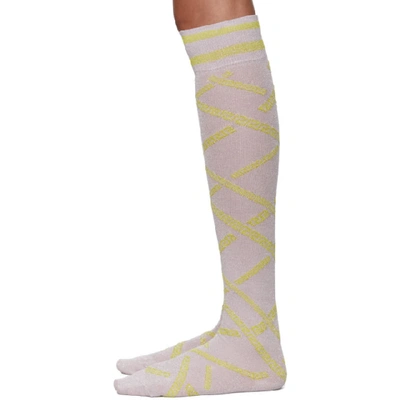 Shop Versace Pink Lurex Socks In I4ms Pink