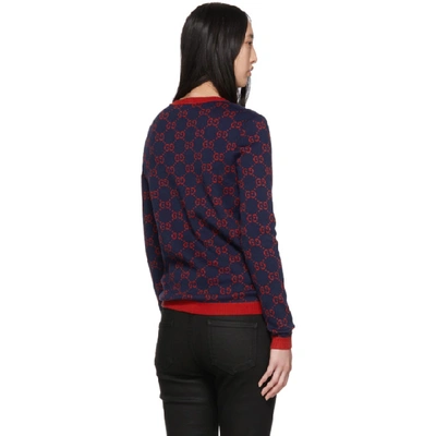 Shop Gucci Navy Gg Jacquard Sweater In 4668 Navy