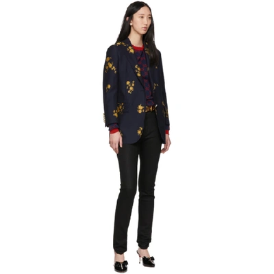 Shop Gucci Navy Gg Jacquard Sweater In 4668 Navy