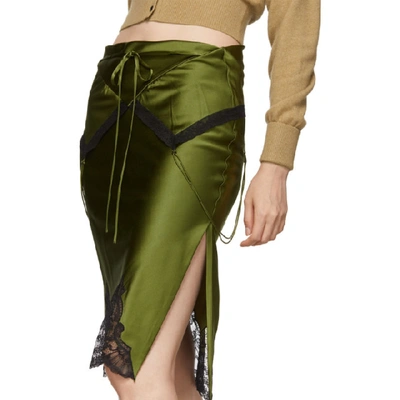 Shop Alexander Wang Green Tie Fold Over Slip Skirt In 324 Serpent