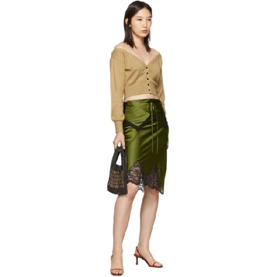 Shop Alexander Wang Green Tie Fold Over Slip Skirt In 324 Serpent