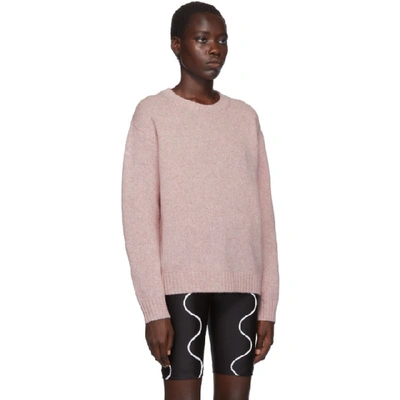 Shop Acne Studios Pink Wool Crewneck Sweater In Pink/beige