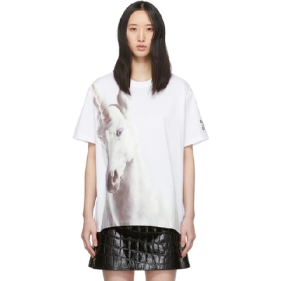 Shop Burberry White Oversized Carrick T-shirt