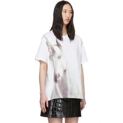 Shop Burberry White Oversized Carrick T-shirt