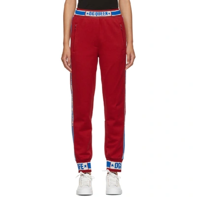 Shop Dolce & Gabbana Dolce And Gabbana Red Dg Queen Track Pants In R0156 Red