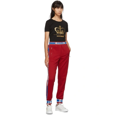 Shop Dolce & Gabbana Dolce And Gabbana Red Dg Queen Track Pants In R0156 Red