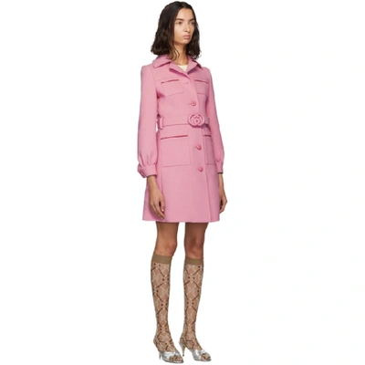Shop Gucci Pink Wool Short Coat In 5637 Pink