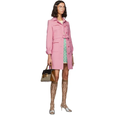 Shop Gucci Pink Wool Short Coat In 5637 Pink