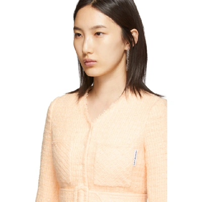 Shop Alexander Wang Pink Tweed Fringe Jacket In 823 Blaze