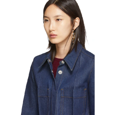 Shop Lemaire Indigo Fitted Overshirt In 761 Indigo