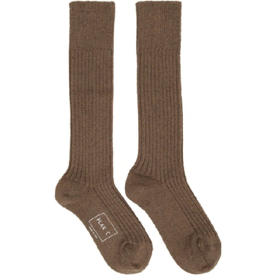 Shop Plan C Brown Long Socks In Mem62 Tabac