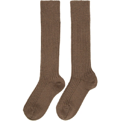 Shop Plan C Brown Long Socks In Mem62 Tabac