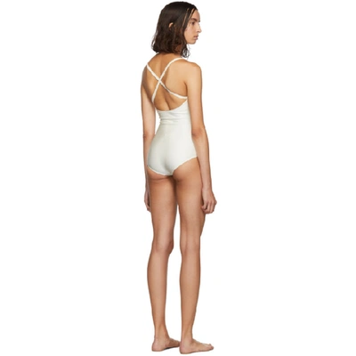 Shop Gucci Off-white Sparking One-piece Swimsuit In 9207 White