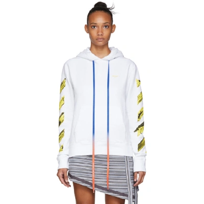 Shop Off-white White Acrylic Arrows Hoodie In White/yello