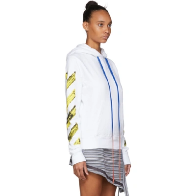 Shop Off-white White Acrylic Arrows Hoodie In White/yello