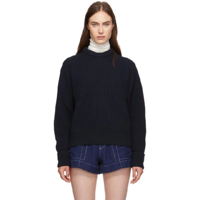 Shop Chloé Chloe Navy Wool And Cashmere Sweater In 4a9 Strmnig