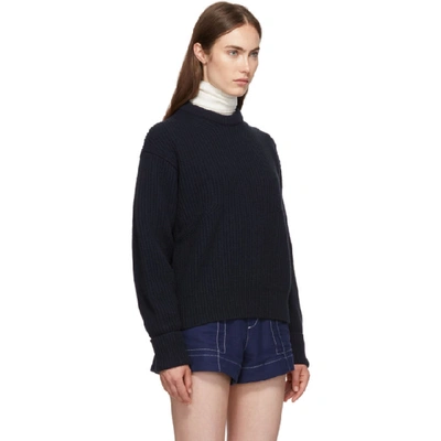 Shop Chloé Chloe Navy Wool And Cashmere Sweater In 4a9 Strmnig