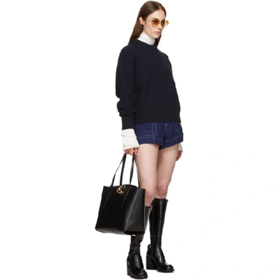 Shop Chloé Chloe Navy Wool And Cashmere Sweater In 4a9 Strmnig