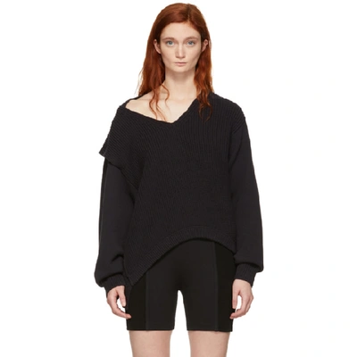 Shop Alexander Wang T Alexanderwang.t Black Utility V-neck Sweater